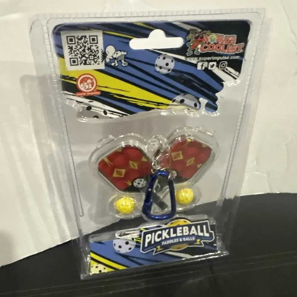 World’s Coolest Mini Pickleball Set Keychain Paddles Balls Sealed Toy Game